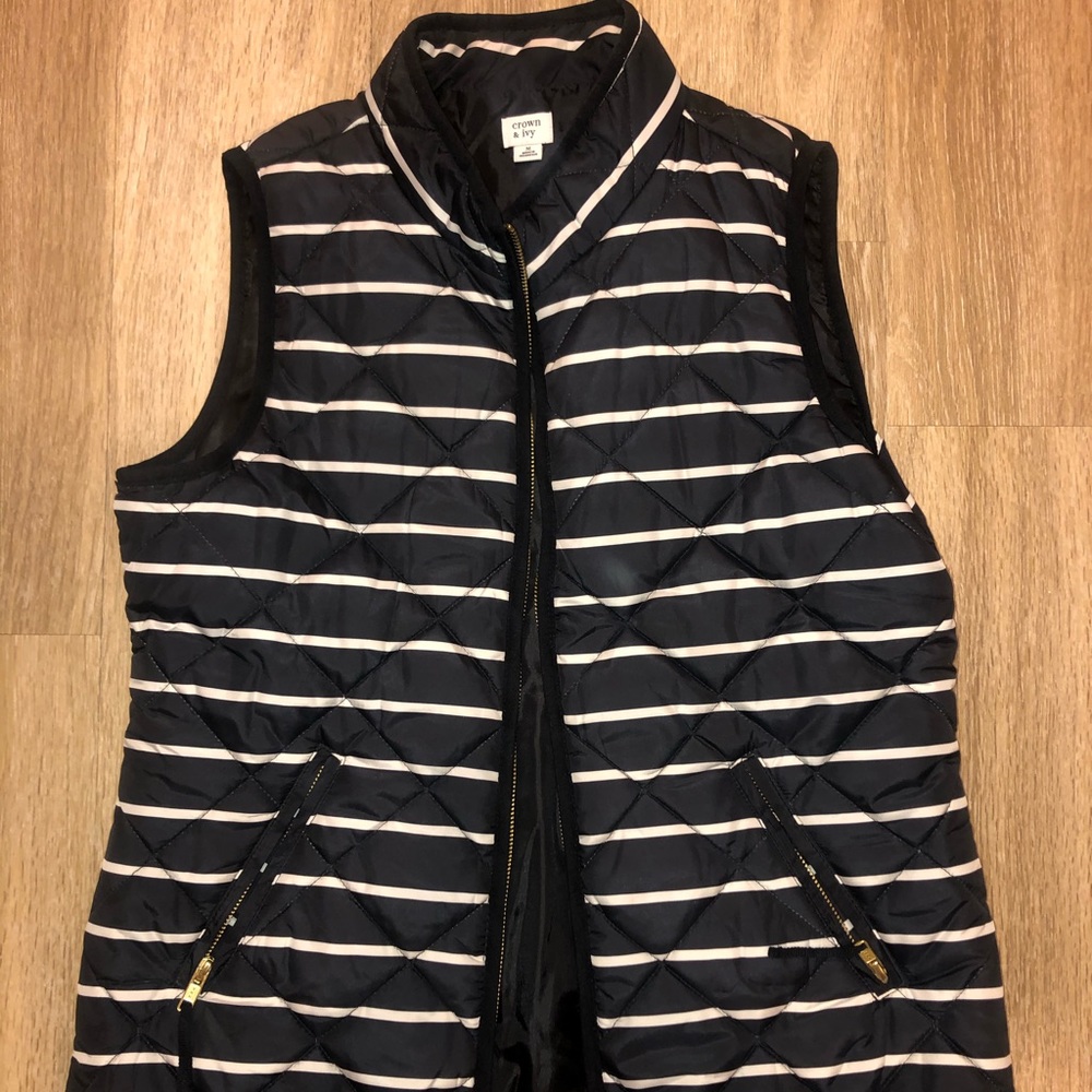 Crown & Ivy Black and White Stripe Vest